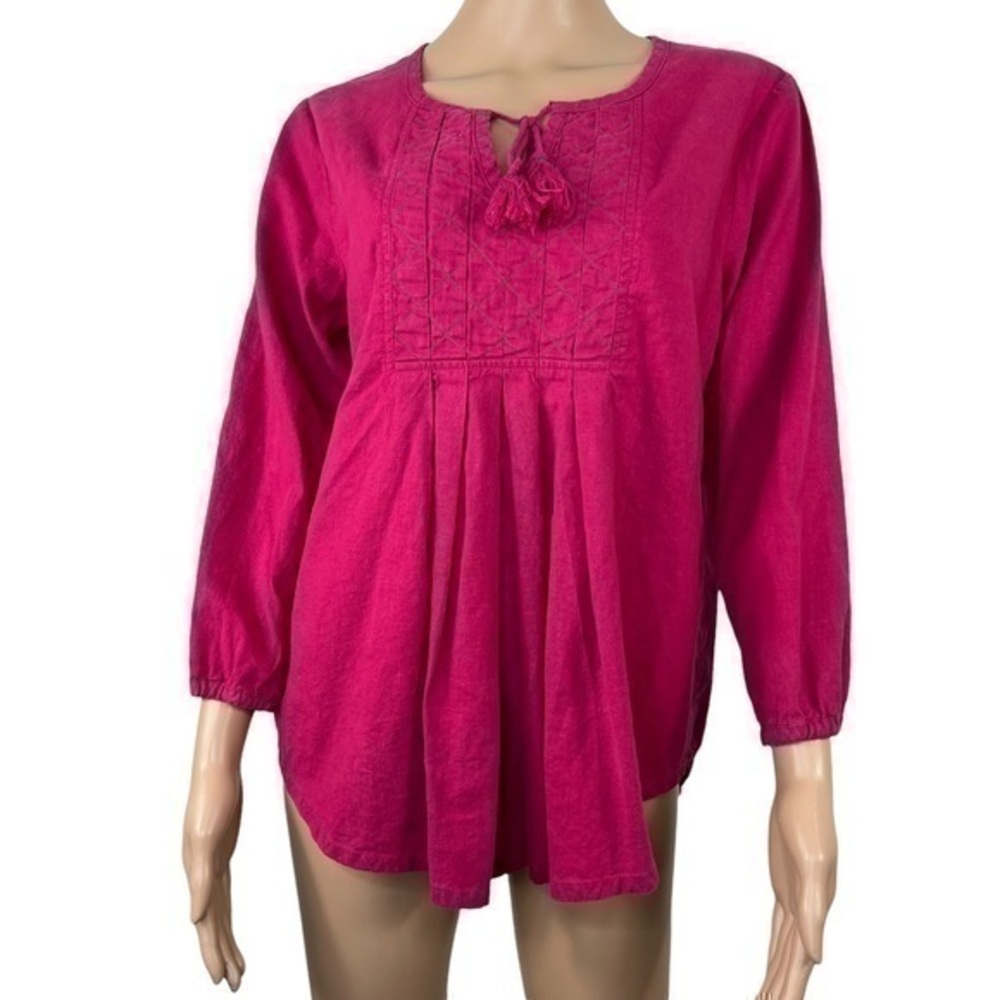 Johnny Was Calme Pink Boho Tassel Blouse size M